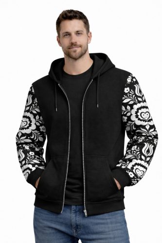 Folk Noir Blackline Hoodie - Black/White 